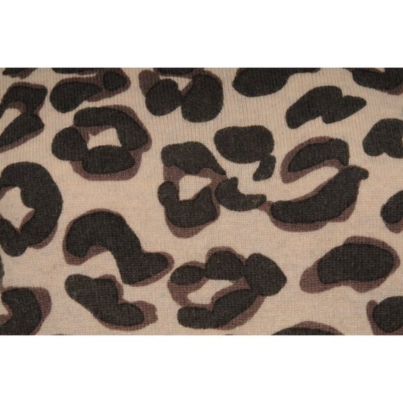 Hannah Rose Womens Leopard Print Sweater Medium Brown Cashmere Pullover - Picture 3 of 10